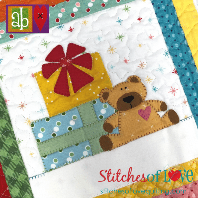 Christmas Lane Block of the Month Teddy Bear and Gifts