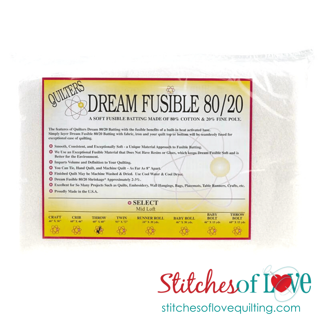 Quilters Dream Fusible 80/20 Batting = Throw Size