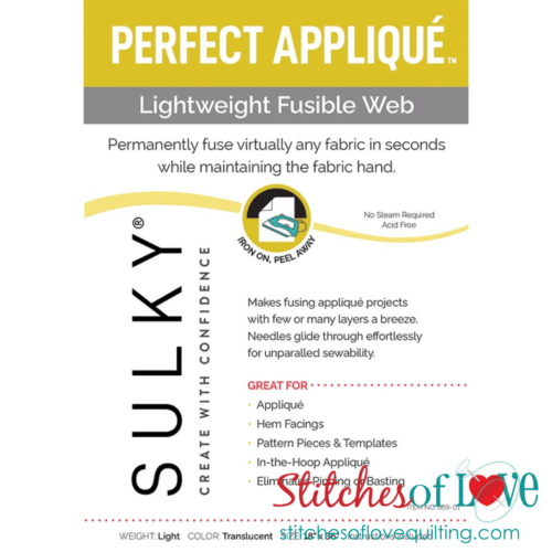 Sulky Perfect Applique Fusible Web available at Stitches of Love Quilting