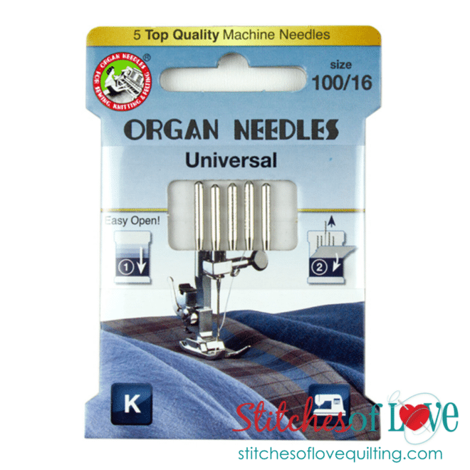 Organ Needles Universal 100 16 Available from Stitches of Love Quilting