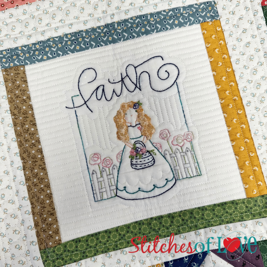 Block Eleven Faith of Garden Girls Hand Embroidery Block of the Month