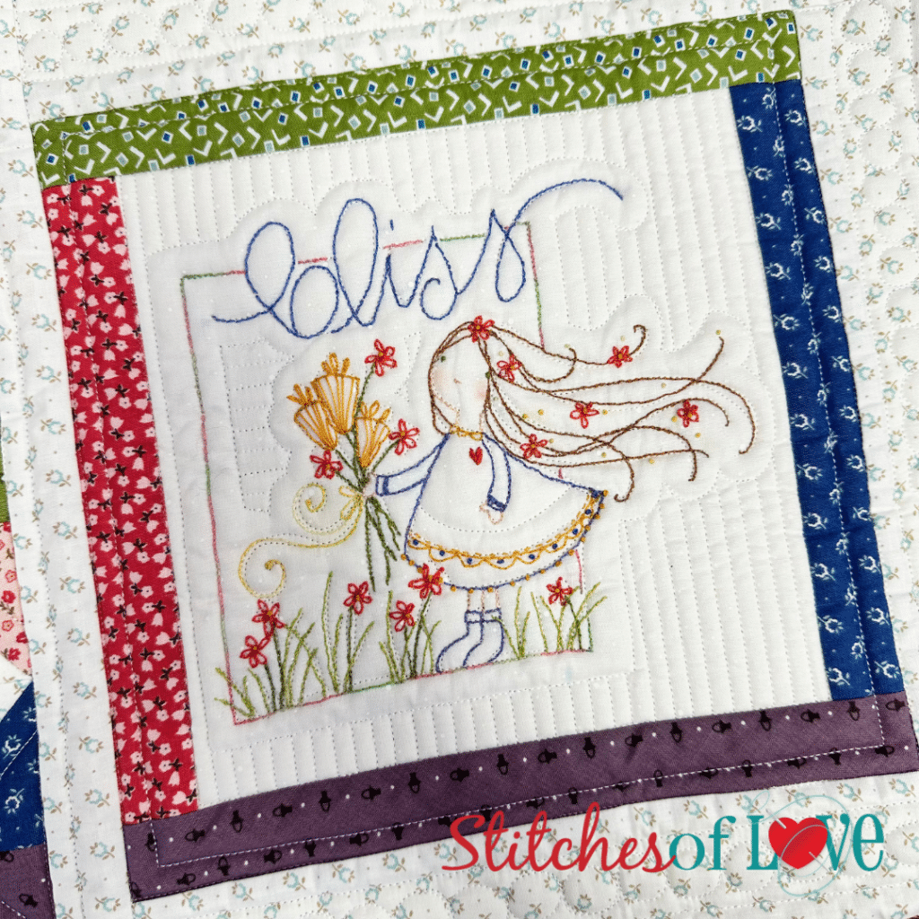 Block Four Bliss of Garden Girls Hand Embroidery Block of the Month