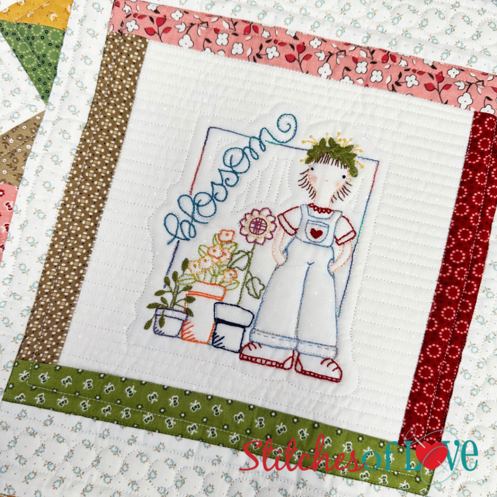 Block Seven Blossom of Garden Girls Hand Embroidery Block of the Month