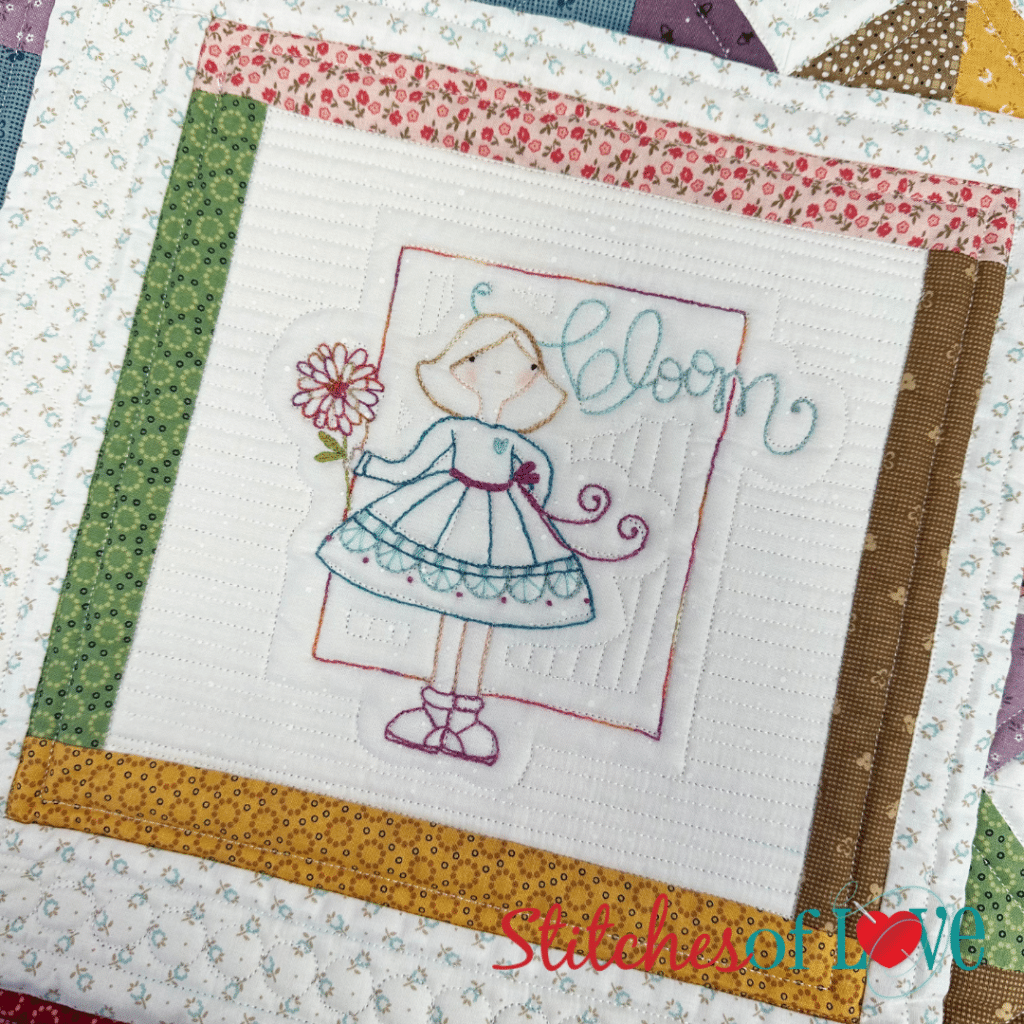 Block Three Bloom of Garden Girls Hand Embroidery Block of the Month