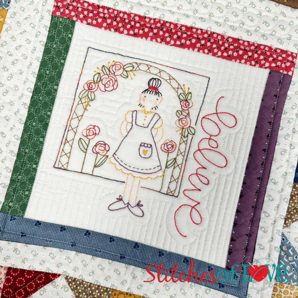 Block Twelve Believe of Garden Girls Hand Embroidery Block of the Month