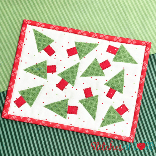 Christmas Tree Toss Mug Rug Laser Cut Kit by Stitches of Love Quilting
