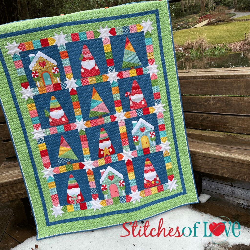 Christmas Gnome Quilt in the Snow